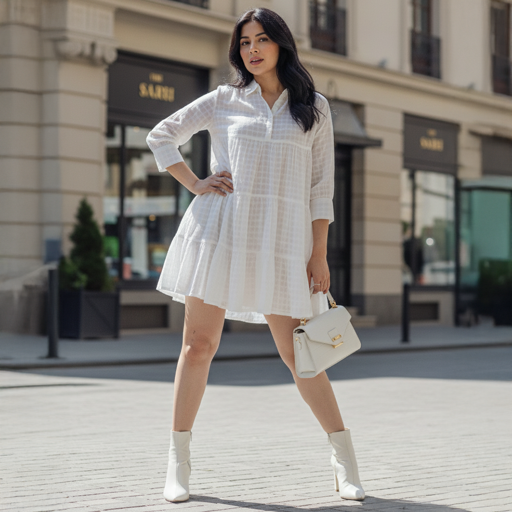 LILAC SHORT TIER DRESS || WHITE