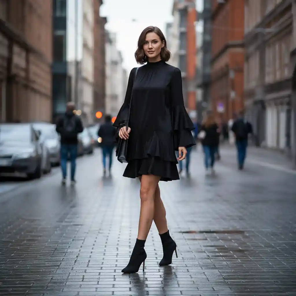 RUFFLE DRESS Mini || BLACK