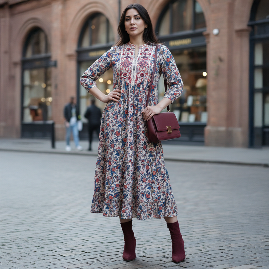 Printed Smock Dress Maxi