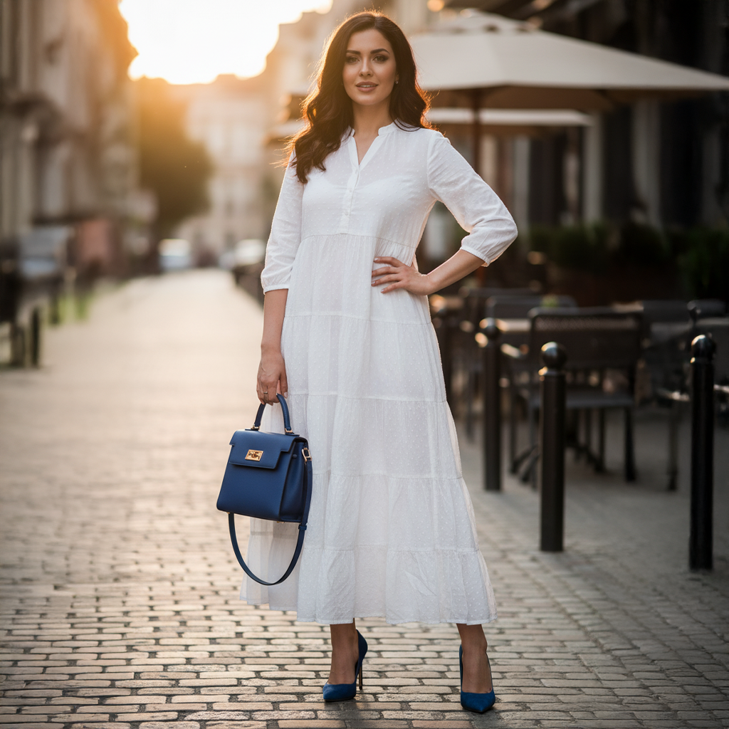 LILAC LONG TIER DRESS || WHITE