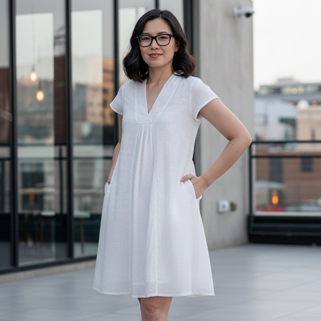 COCO DRESS V Neck || WHITE