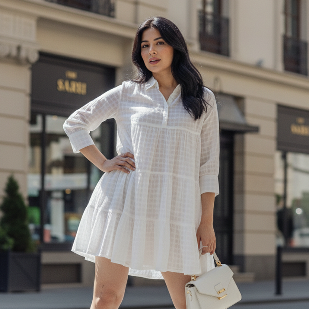 LILAC SHORT TIER DRESS || WHITE